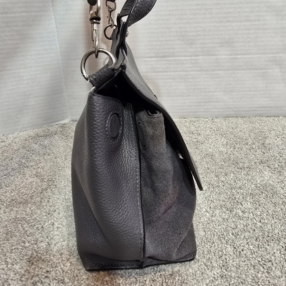 Rebecca Minkoff Medium Keith Grey Leather & Suede Messenger Satchel